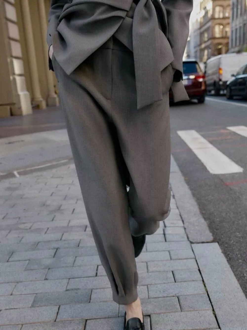 Zara Gray Balloon Cuff Pants